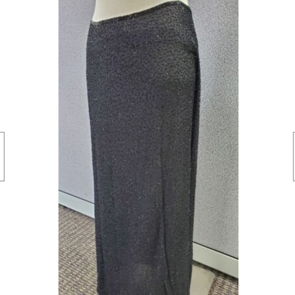 Vintage Katherine Hamnett London Long Black Beaded Skirt - Size  